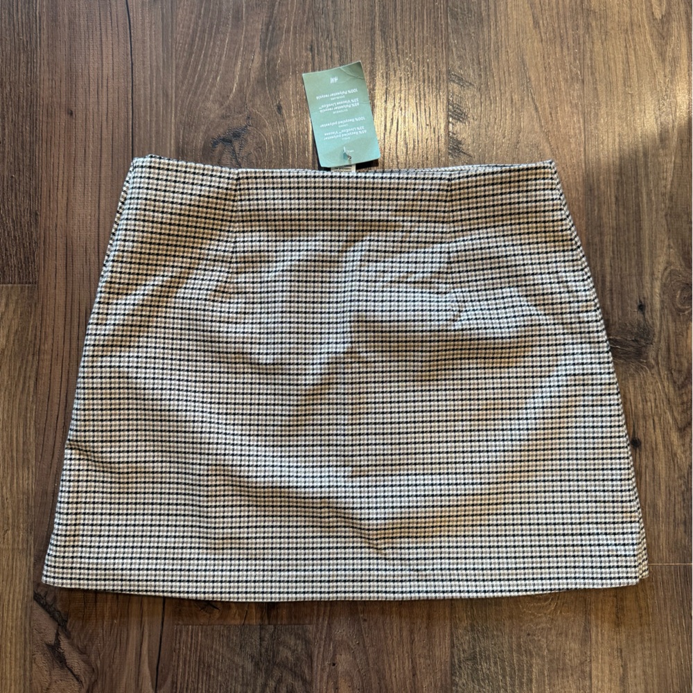 H & M - Women's Brown/houndstooth-patterned Mini Skirt Beige and Black - Picture 4 of 6